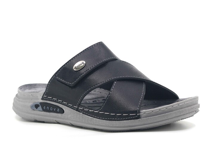 Enova Merdane M226-0118 Çapraz Kutulu Günlük Terlik Siyah - Enova