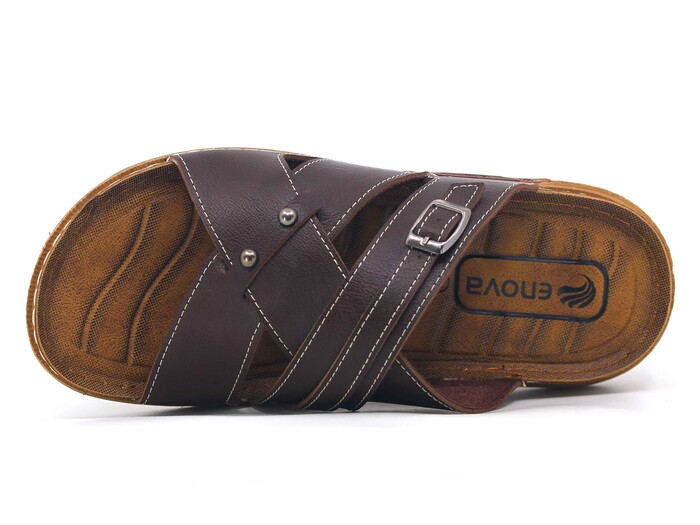 Enova Merdane M226-0122 Geçmeli Bantlı Monta Kutulu Günlük Terlik Kahve - Enova (1)