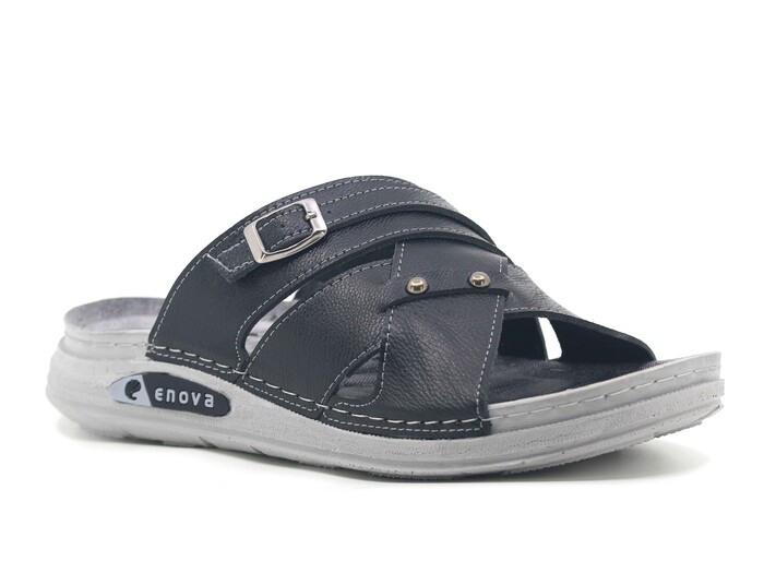 Enova Merdane M226-0122 Geçmeli Bantlı Monta Kutulu Günlük Terlik Siyah - Enova