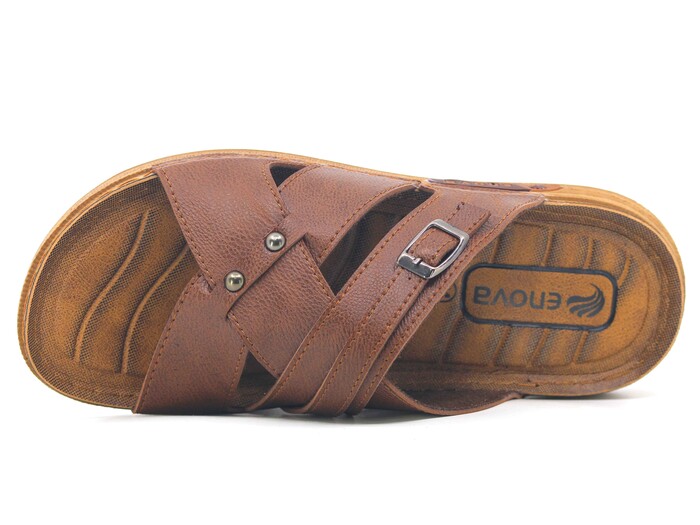 Enova Merdane M226-0122 Geçmeli Bantlı Monta Kutulu Günlük Terlik Taba - Enova (1)