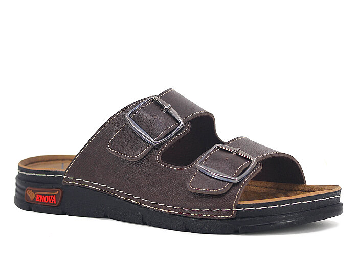 Enova Merdane M242-0119 Monta Kutulu Günlük Terlik Kahve - Enova