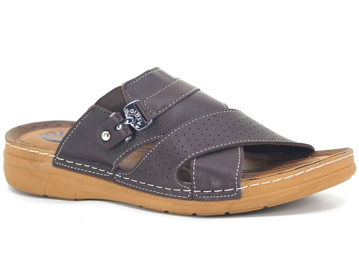 Enova Merdane M244-0105 Düz Çapraz Monta Günlük Terlik Kahve - 1