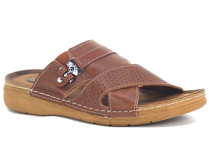 Enova Merdane M244-0105 Düz Çapraz Monta Günlük Terlik Taba - 1