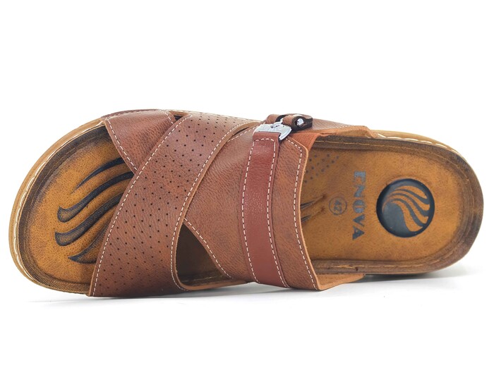 Enova Merdane M244-0105 Düz Çapraz Monta Günlük Terlik Taba - 2