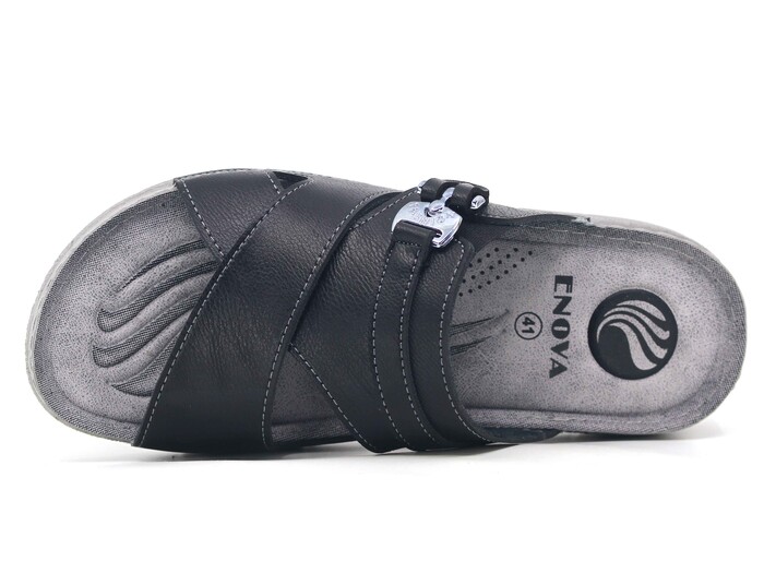 Enova Merdane M244-0105 Düz Çapraz Monta Kutulu Günlük Terlik Siyah - Enova (1)