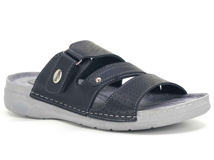 Enova Merdane M244-0111 Çapraz Üç Bantlı Monta Günlük Terlik Siyah - Enova