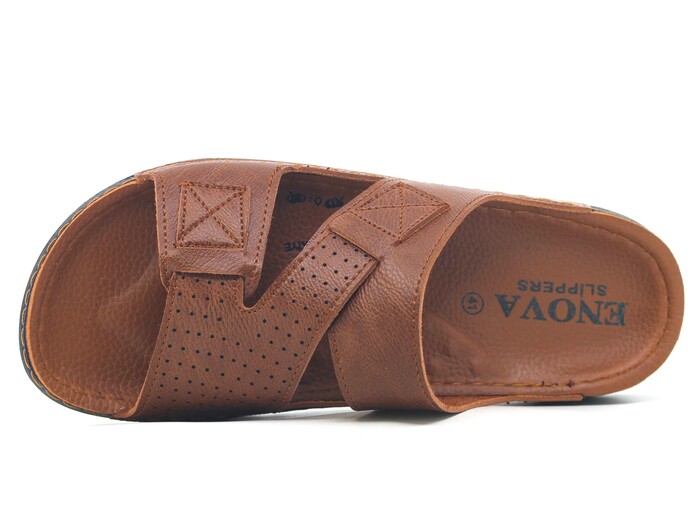 Enova Merdane M246-0101 Çapraz Monta Kutulu Günlük Terlik Taba - Enova (1)