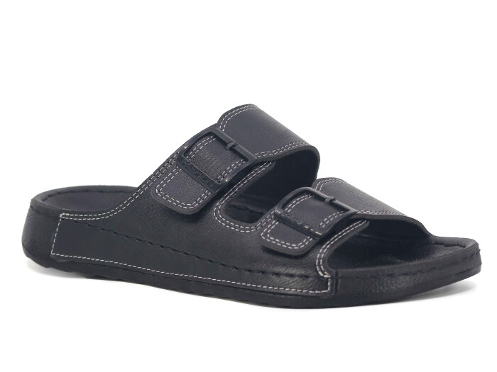 Enova Merdane M246-0108 Çift Tokalı Monta Kutulu Günlük Terlik Siyah - Enova