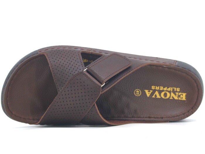 Enova Merdane M246-0110 Çapraz Tokalı Monta Kutulu Günlük Terlik Kahve - 2