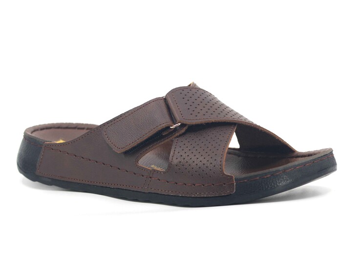 Enova Merdane M246-0110 Çapraz Tokalı Monta Kutulu Günlük Terlik Kahve - Enova