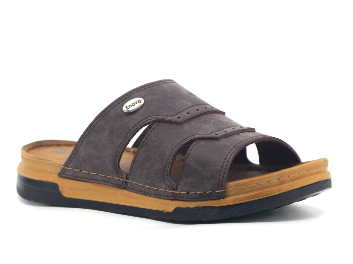 Enova Merdane M253-0102 Monta Kutulu Günlük Terlik Kahve - Enova