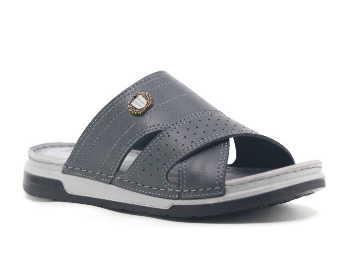 Enova Merdane M253-0112 Geçmeli Monta Tokalı Kutulu Günlük Terlik Gri - Enova