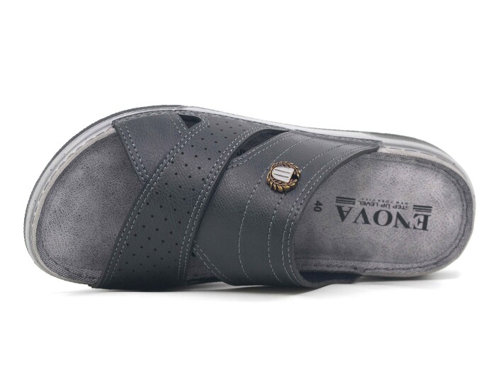 Enova Merdane M253-0112 Geçmeli Monta Tokalı Kutulu Günlük Terlik Gri - Enova (1)