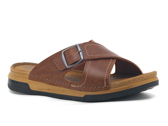 Enova Merdane M253-0201 Monta Çapraz Tokalı Kutulu Günlük Terlik Taba - Enova