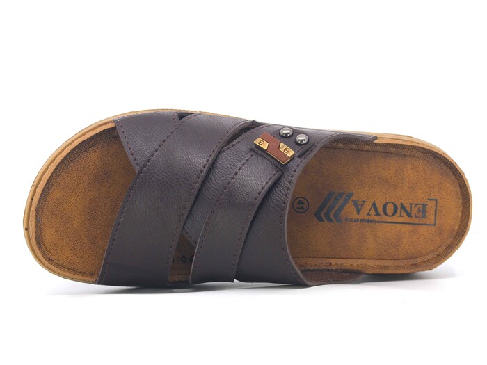 Enova Merdane M254-0103 Geçmeli Monta Kutulu Günlük Terlik Kahve - 2