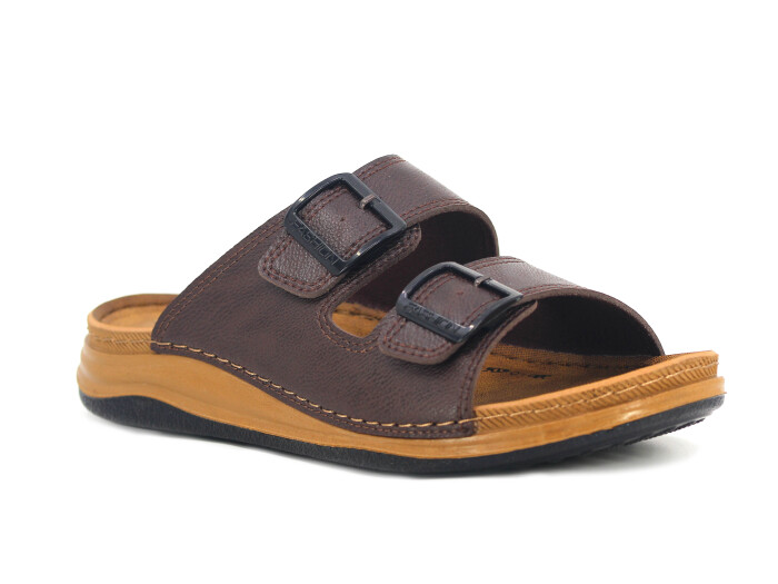 Enova Merdane M254-0105 Çift Toka Monta Kutulu Günlük Terlik Kahve - Enova