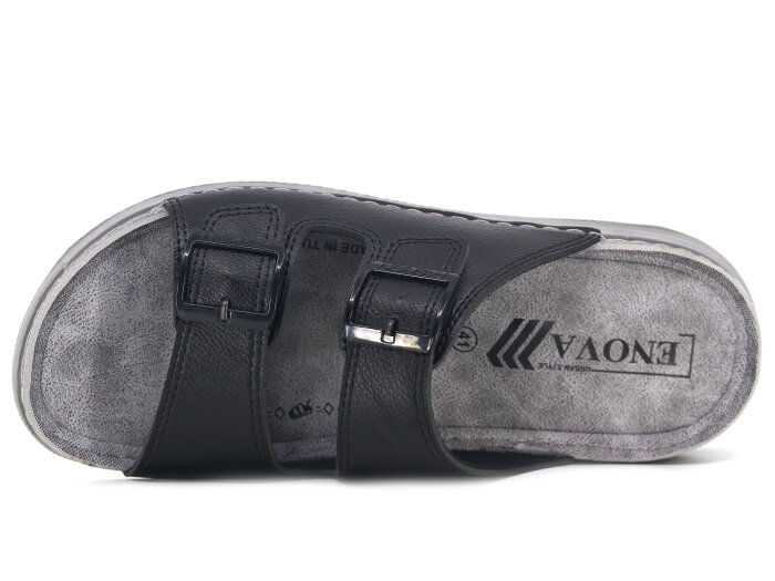 Enova Merdane M254-0105 Çift Toka Monta Kutulu Günlük Terlik Siyah - Enova (1)