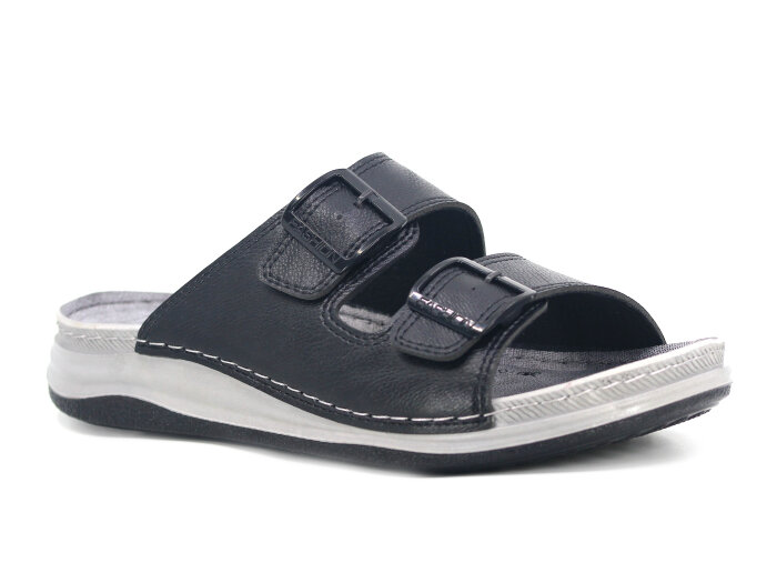 Enova Merdane M254-0105 Çift Toka Monta Kutulu Günlük Terlik Siyah - Enova