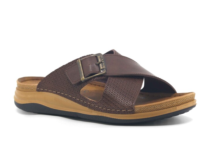 Enova Merdane M254-0116 Çapraz Monta Kutulu Günlük Terlik Kahve - Enova