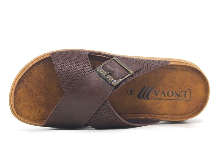 Enova Merdane M254-0116 Çapraz Monta Kutulu Günlük Terlik Moka - Enova (1)