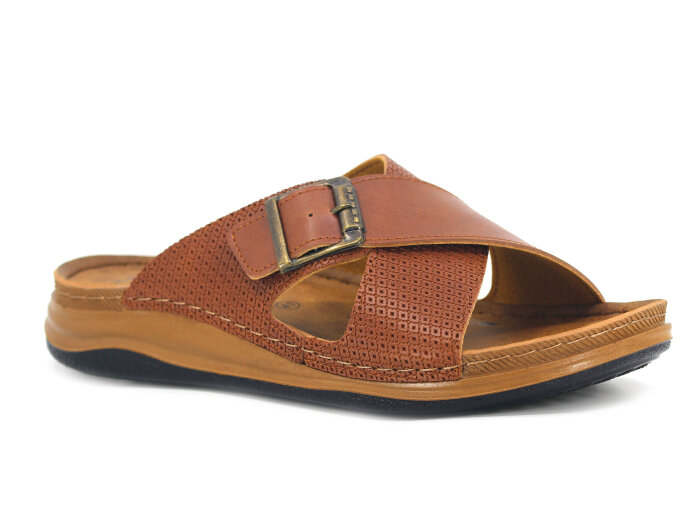 Enova Merdane M254-0116 Çapraz Monta Kutulu Günlük Terlik Taba - Enova