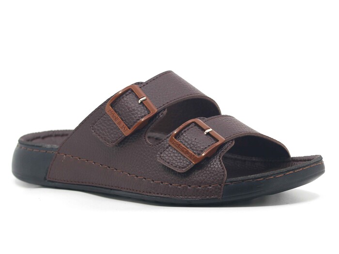 Enova Merdane M266-0113 Çift Toka Monta Kutulu Günlük Terlik Kahve - 1