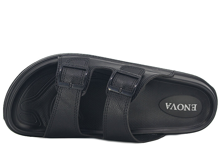 Enova Merdane M275-0108 Çift Toka Günlük Terlik Siyah - 2