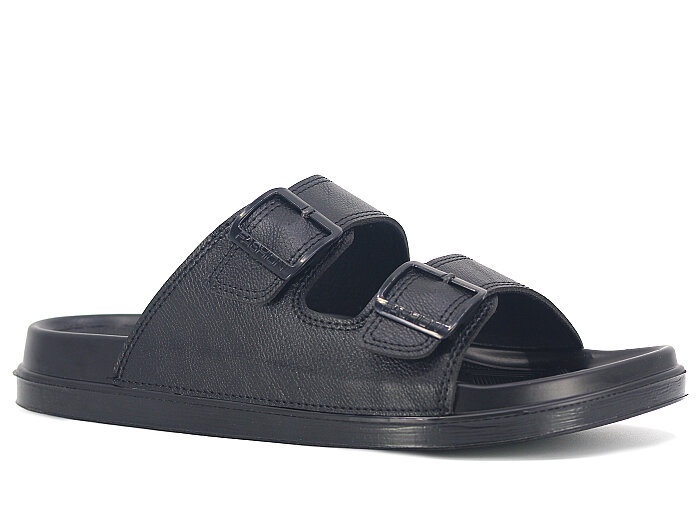 Enova Merdane M275-0108 Çift Toka Günlük Terlik Siyah - Enova