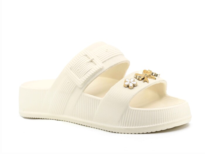 Enova Zenne EZ-204 Taşlı Lux Eva Terlik Krem - Enova