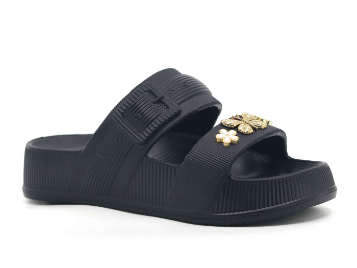 Enova Zenne EZ-204 Taşlı Lux Eva Terlik Siyah 