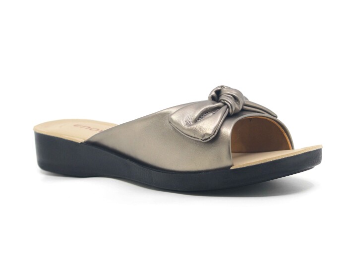 Enova Zenne Fiyonklu Enj. Günlük Terlik Platin - Enova