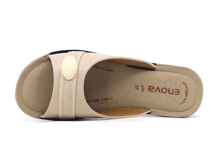 Enova Zenne Taşlı Enj. Günlük Terlik Bej - Enova (1)
