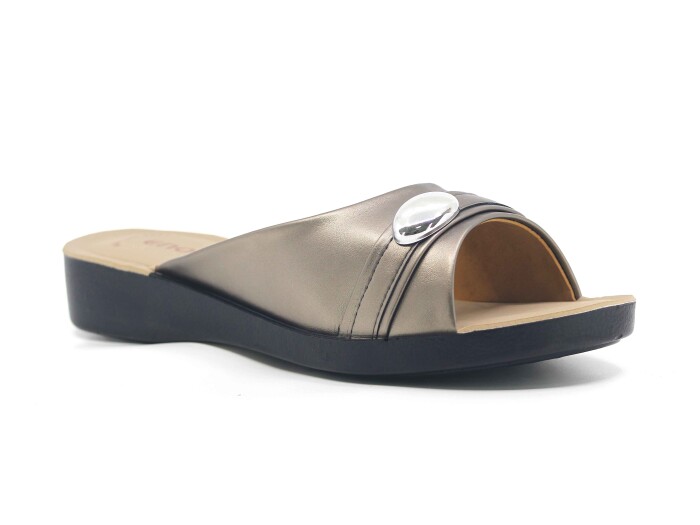 Enova Zenne Taşlı Enj. Günlük Terlik Platin - Enova