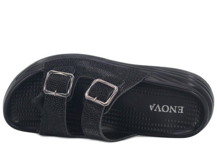 Enova Zenne Z06-0102 Çift Toka Günlük Terlik Siyah - 2
