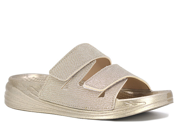 Enova Zenne Z06-0120 Çarpraz Çift Bant Günlük Terlik Altın - Enova