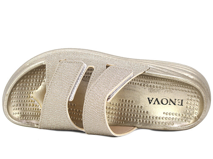 Enova Zenne Z06-0120 Çarpraz Çift Bant Günlük Terlik Altın - Enova (1)