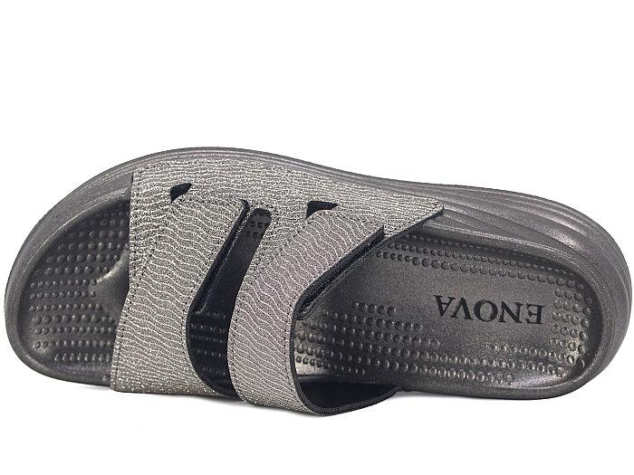 Enova Zenne Z06-0120 Çarpraz Çift Bant Günlük Terlik Füme - Enova (1)