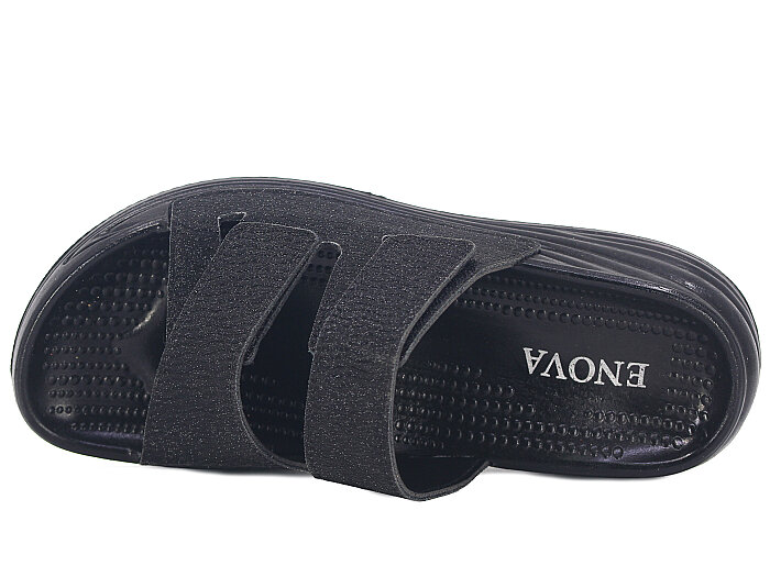 Enova Zenne Z06-0120 Çarpraz Çift Bant Günlük Terlik Siyah - Enova (1)