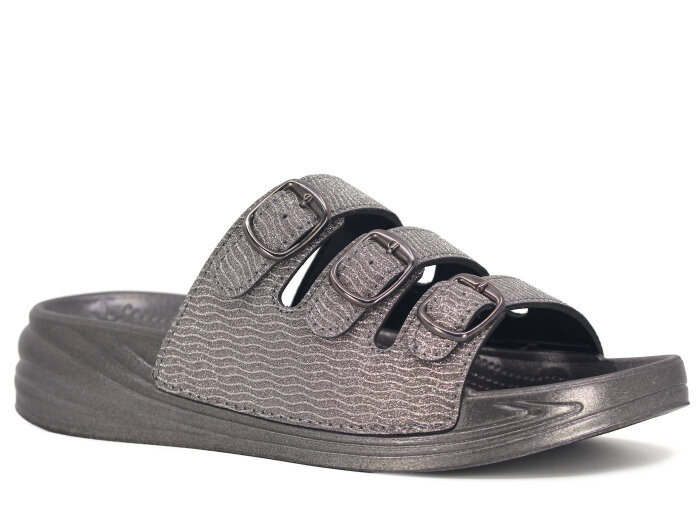 Enova Zenne Z06-0125 Üç Toka Simli Günlük Terlik Füme - Enova