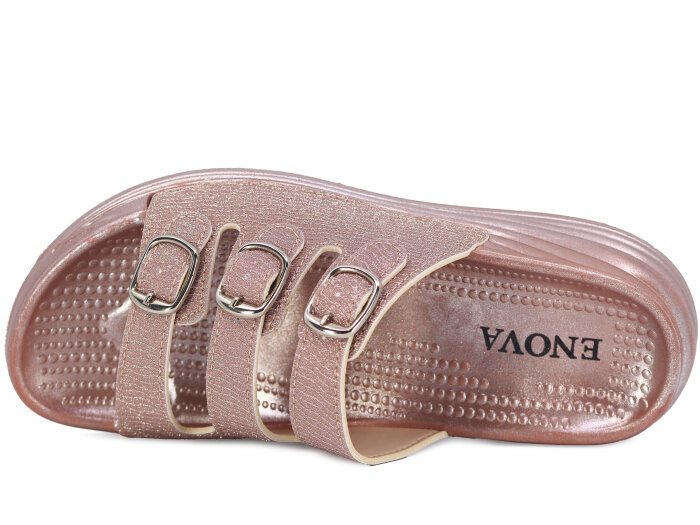 Enova Zenne Z06-0125 Üç Toka Simli Günlük Terlik Pembe - 2