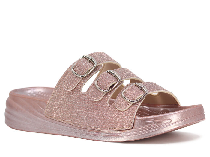 Enova Zenne Z06-0125 Üç Toka Simli Günlük Terlik Pembe - 1