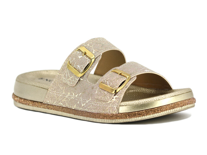 Enova Zenne Z08-0101 Çift Toka Günlük Terlik Altın - Enova