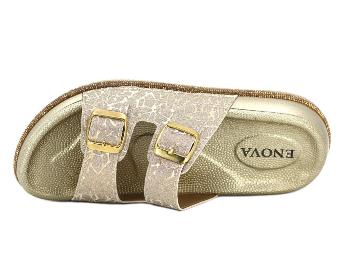 Enova Zenne Z08-0101 Çift Toka Günlük Terlik Altın - Enova (1)