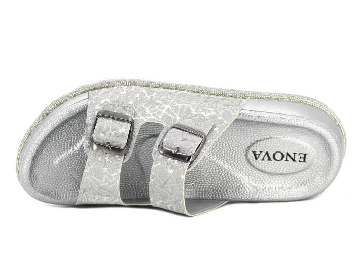 Enova Zenne Z08-0101 Çift Toka Günlük Terlik Gümüş - Enova (1)