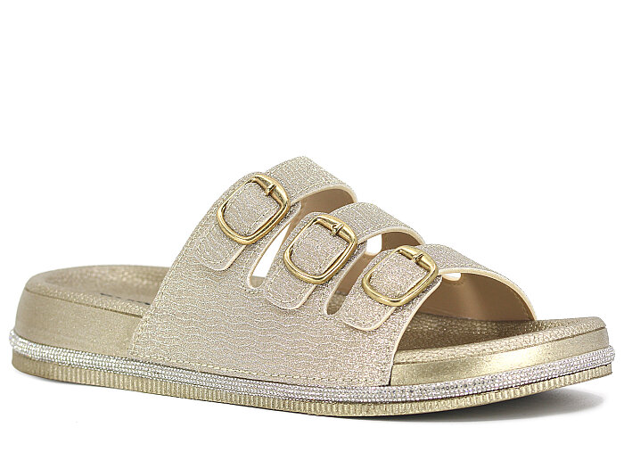 Enova Zenne Z08-0206/1 Çift Toka Günlük Terlik Altın - 1