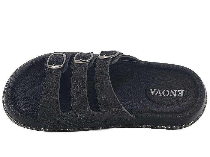 Enova Zenne Z08-0206/1 Çift Toka Günlük Terlik Siyah - Enova (1)