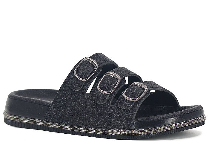 Enova Zenne Z08-0206/1 Çift Toka Günlük Terlik Siyah - Enova