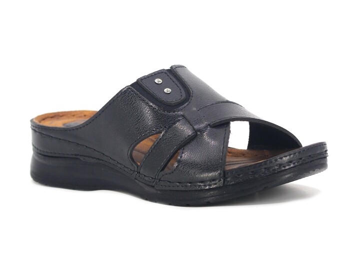 Enova Zenne Z124-0115 Geçmeli Damla Taşlı Monta Kutulu Günlük Terlik Siyah - Enova