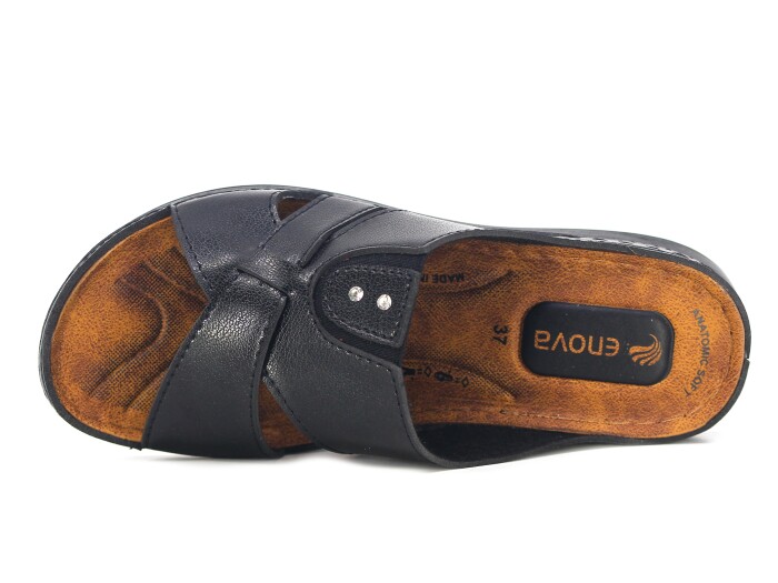 Enova Zenne Z124-0115 Geçmeli Damla Taşlı Monta Kutulu Günlük Terlik Siyah - Enova (1)