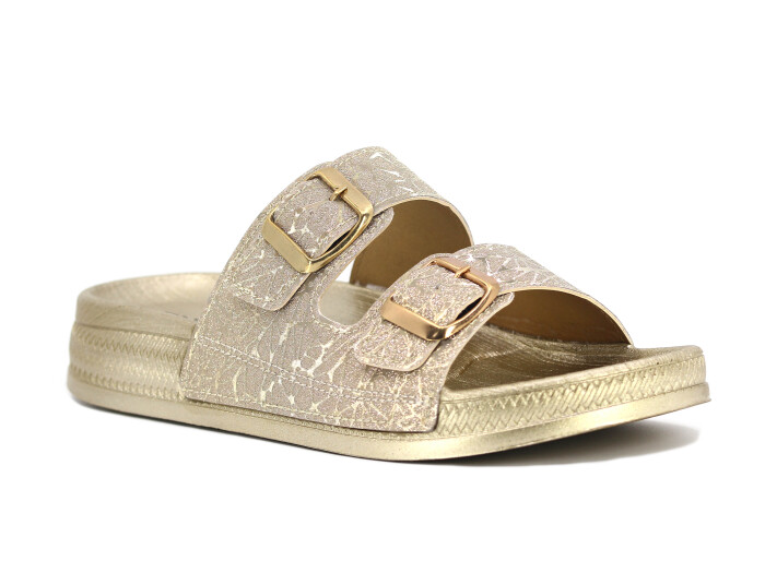 Enova Zenne Z14-0101 Çift Toka Günlük Terlik Altın - Enova